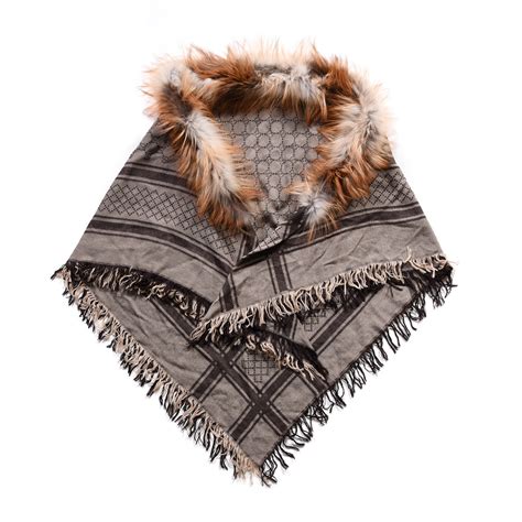 gucci scarf with fox fur|Gucci pashmina.